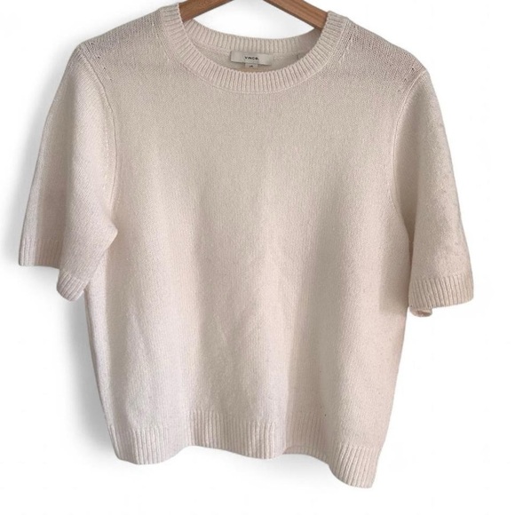 VINCE Wool & Cashmere-Blend Short-Sleeve Crewneck Sweater Large - Picture 3 of 8